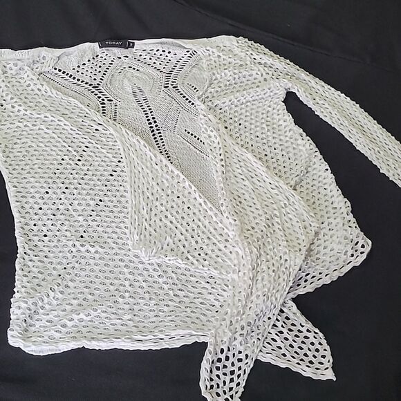 1668 Women TODAY Lace Cardigan White ize Medium - Picture 11 of 13